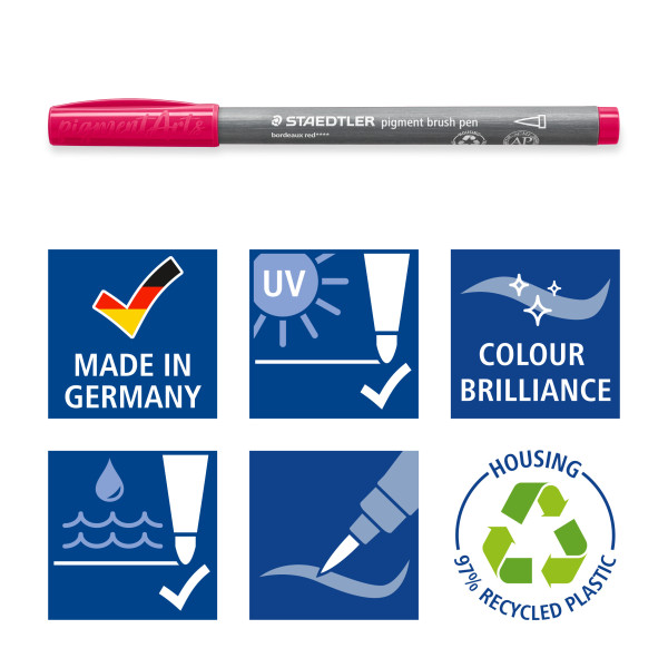 12 feutres - Pointe pinceau - Staedtler - Pigment Arts Pen - Couleurs nature