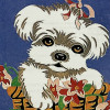Kit canevas 18 x 14 cm Margot Canevas motif chiot blanc puppy