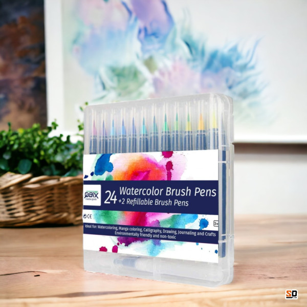Set de peinture aquarelle 24 pinceaux brush Qbix