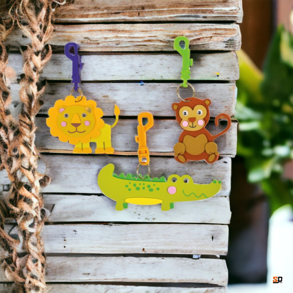 Kit - Je crée mon porte-clés - Animaux de la savane - Lion - Singe - Crocodile