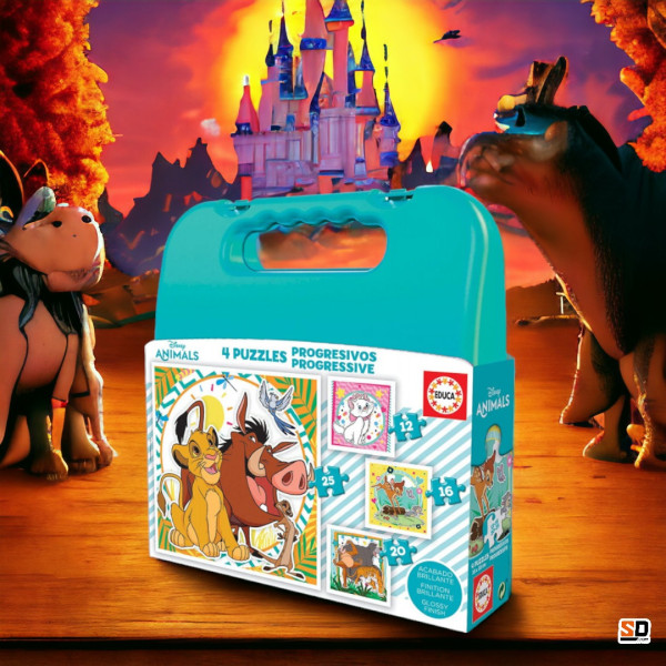 Mallette de 4 puzzles - Disney - Le roi lion - Bambi - Livre de la jungle - Dès 4 ans
