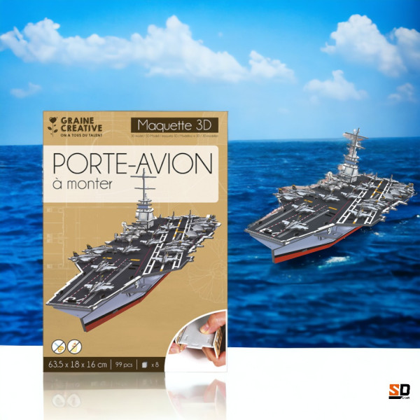 Maquette - Puzzle - 3D - Porte-avion militaire - 99 pièces - Dès 8 ans