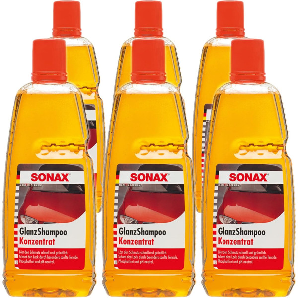 photo-Lot de 6 shampooing - Brillant - Concentré - Carrosserie - Auto - pH neutre - SONAX