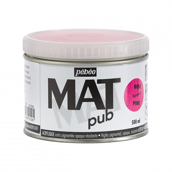 photo-Peinture acrylique - Extra mate - Rose fluo - Pébéo - Mat Pub - 500ml
