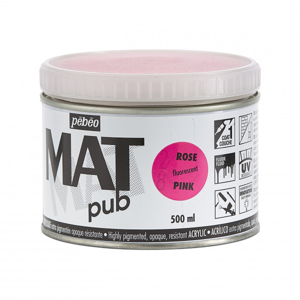 Peinture acrylique - Extra mate - Rose fluo - Pébéo - Mat Pub - 500ml