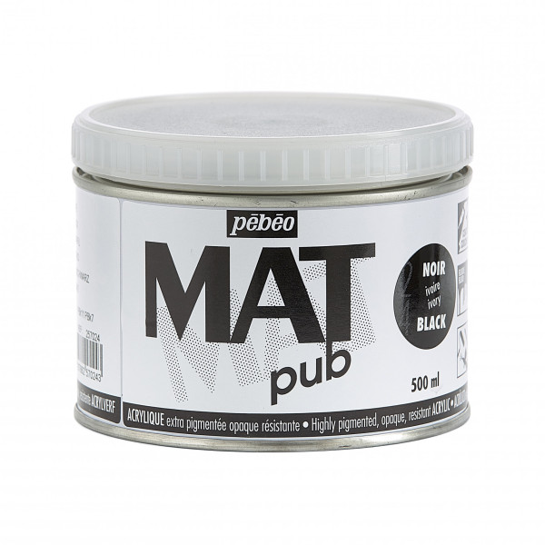 photo-Peinture acrylique - Extra mate - Noir Ivoire - Pébéo - Mat Pub - 500ml