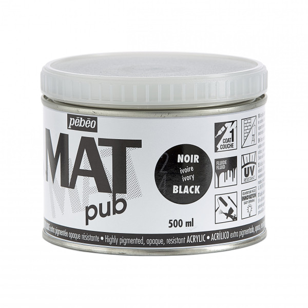 Peinture acrylique - Extra mate - Noir Ivoire - Pébéo - Mat Pub - 500ml