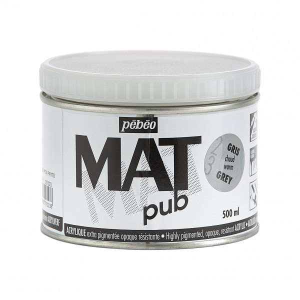 photo-Peinture acrylique - Extra mate - Gris chaud - Pébéo - Mat Pub - 500ml