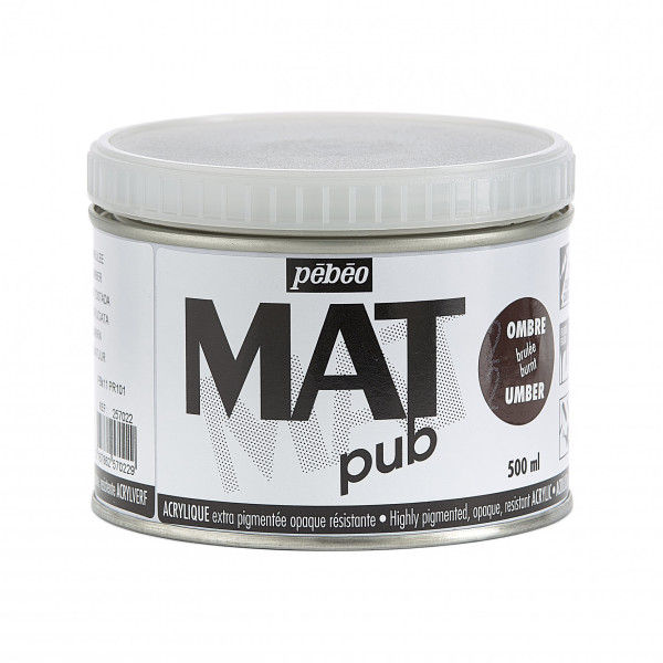 photo-Peinture acrylique - Extra mate - Ombre brûlée - Pébéo - Mat Pub - 500ml
