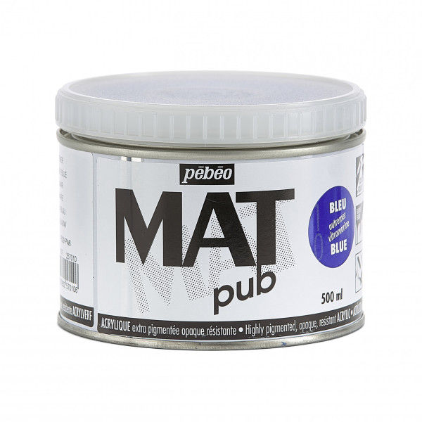 photo-Peinture acrylique - Extra mate - Bleu outremer - Pébéo - Mat Pub - 500ml