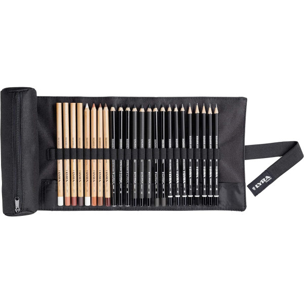 photo-Crayons de couleur - Beaux-arts - Trousse - 24 pièces - Rembrandt Sketching roll - Lyra