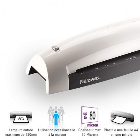 Plastifieuse - Lunar - A3 - 2 X 80 Mu - Gris Lumière - Fellowes | Surdiscount