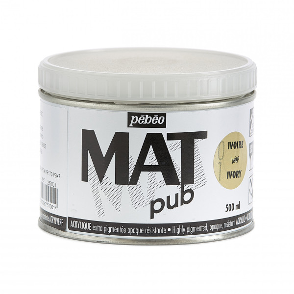 photo-Peinture acrylique - Extra mate - Ivoire beige - Pébéo - Mat Pub - 500ml