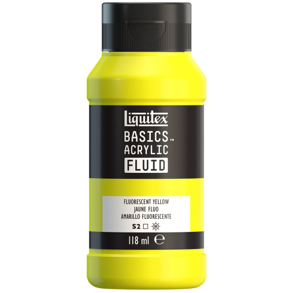 photo-Peinture acrylique - Fluide - Jaune fluo - Liquitex - Basics Acrylic - 118ml