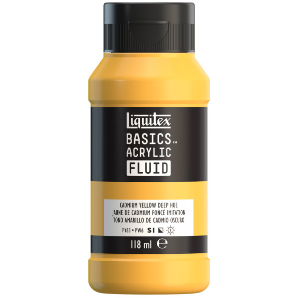 photo-Peinture acrylique - Fluide - Jaune cadmium foncé - 163 - Liquitex - Basics Acrylic fluid - 118ml