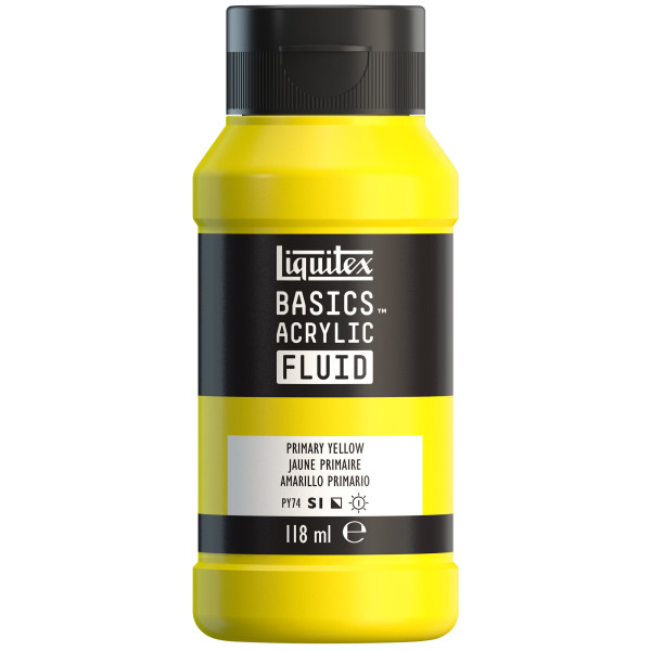 photo-Peinture acrylique - Fluide - Jaune primaire - 410 - Liquitex - Basics Acrylic fluid - 118ml