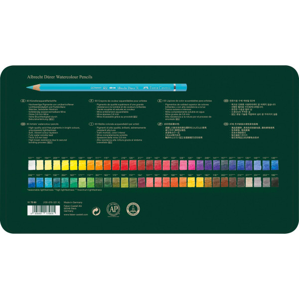 Crayons de couleur - Aquarelle - Faber-Castell - Albrecht Durer - Boite 60 couleurs