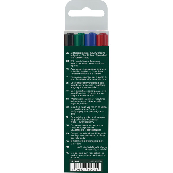 4 feutres - Non permanent - Pointe extra fine - Faber-Castell - Multimark