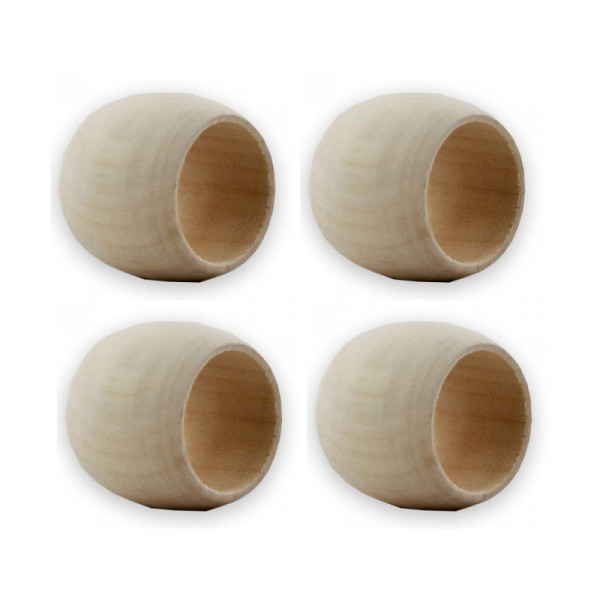 photo-Lot de 4 ronds de serviette - Bois - A décorer - 5 cm de diamètre