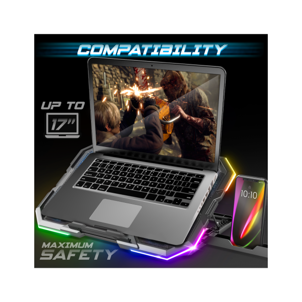 Refroidisseur - Pour ordinateur portable - Compatible de 10 à 17 pouces - Rétroéclairé - Spirit of Gamer - AIRBLADE 700