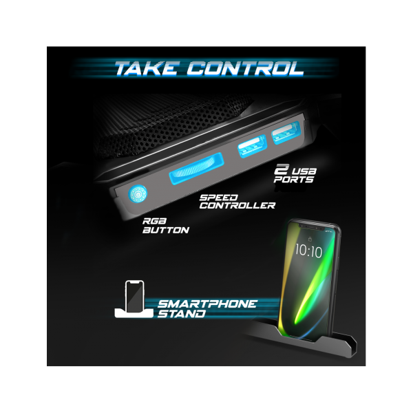 Refroidisseur - Pour ordinateur portable - Compatible de 10 à 17 pouces - Rétroéclairé - Spirit of Gamer - AIRBLADE 700