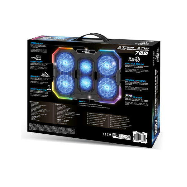 Refroidisseur - Pour ordinateur portable - Compatible de 10 à 17 pouces - Rétroéclairé - Spirit of Gamer - AIRBLADE 700