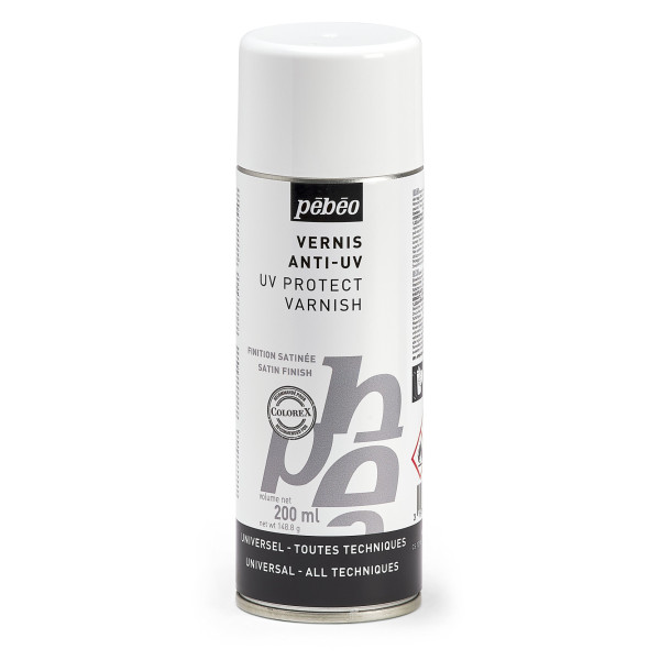 photo-Bombe de vernis - Anti-UV - Transparent - Satiné - Tous supports - Pébéo - 200ml