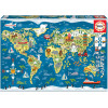 photo-Puzzle - 200 pièces - Carte du monde - 40x28cm - Enfant - Educa