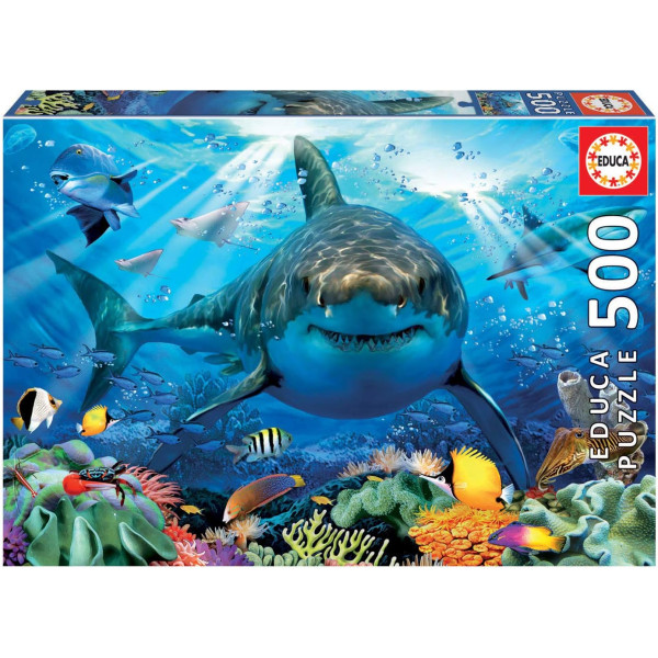 photo-Puzzle - 500 pièces - Le requin blanc et les poissons - 48x34cm - Educa