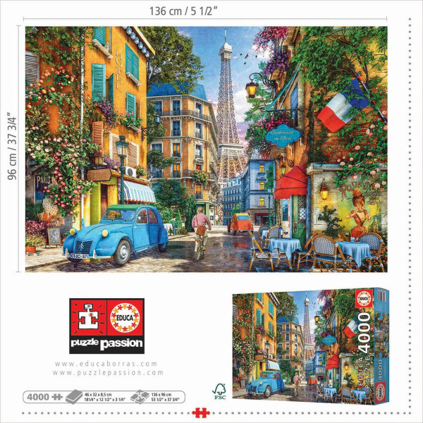 Puzzle - 4000 pièces - Les rues de Paris - 136x96cm - Educa
