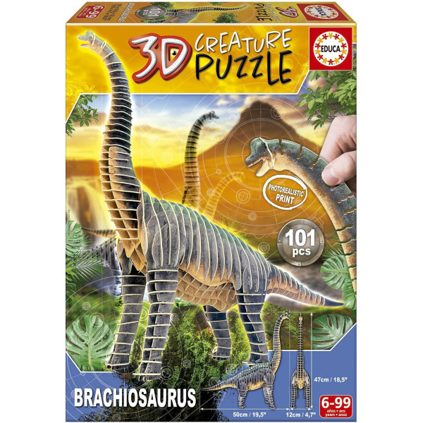 photo-Puzzle - Dinosaure - 3D - Brachiosaurus - 50 x 47 cm - 101 pièces - Educa