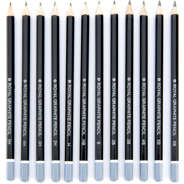 Pochette - 12 crayons graphite - Dessin et esquisse - Assortiment - Royal & Langnickel
