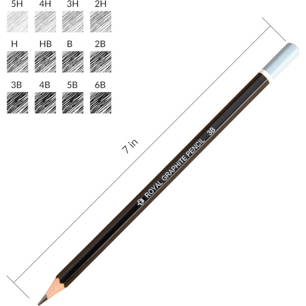 Pochette - 12 crayons graphite - Dessin et esquisse - Assortiment - Royal & Langnickel