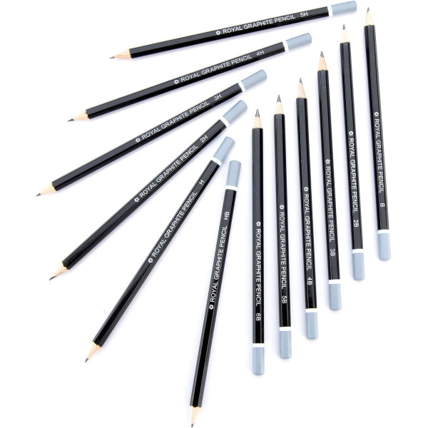 Pochette - 12 crayons graphite - Dessin et esquisse - Assortiment - Royal & Langnickel