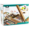 Coffret - Chevalet d'artiste - Acrylique, aquarelle, pastels, crayons et accessoires - 104 pièces