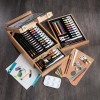 Coffret - Chevalet d'artiste - Acrylique, aquarelle, pastels, crayons et accessoires - 104 pièces