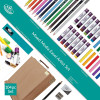 Coffret - Chevalet d'artiste - Acrylique, aquarelle, pastels, crayons et accessoires - 104 pièces