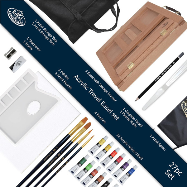 Coffret - Chevalet d'artiste - Peinture acrylique et accessoires - Royal & Langnickel