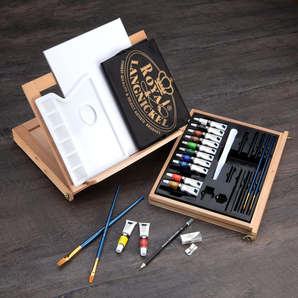 Coffret - Chevalet d'artiste - Peinture acrylique et accessoires - Royal & Langnickel