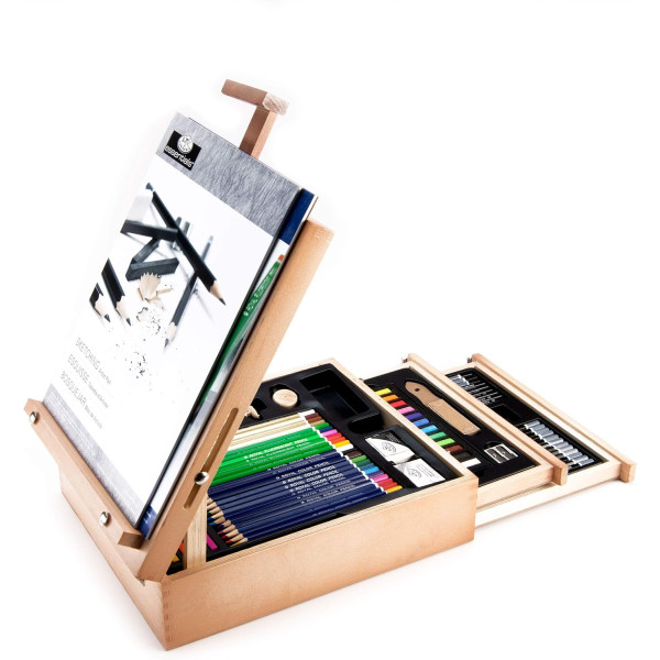 photo-Coffret - Chevalet d'artiste - Crayons, pastels, fusains et accessoires - Royal & Langnickel