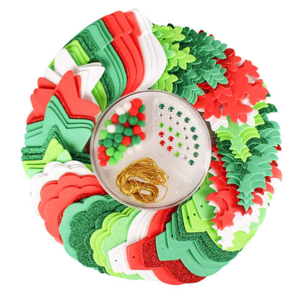 Photo - Kit festif de Noël - Couronne - Guirlande - Etiquettes cadeaux - 532 pièces - Ctop