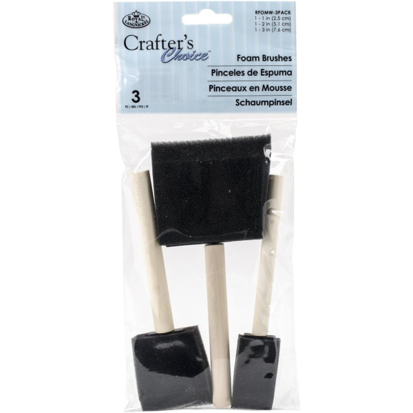 photo-Brosses - Peinture acrylique et gouache - Mousse - 3 tailles - Manche en bois