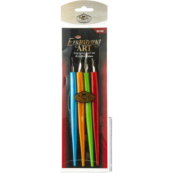 photo-Outils pour la gravure - 4 types de cutters - Lame métal - Royal & Langnickel