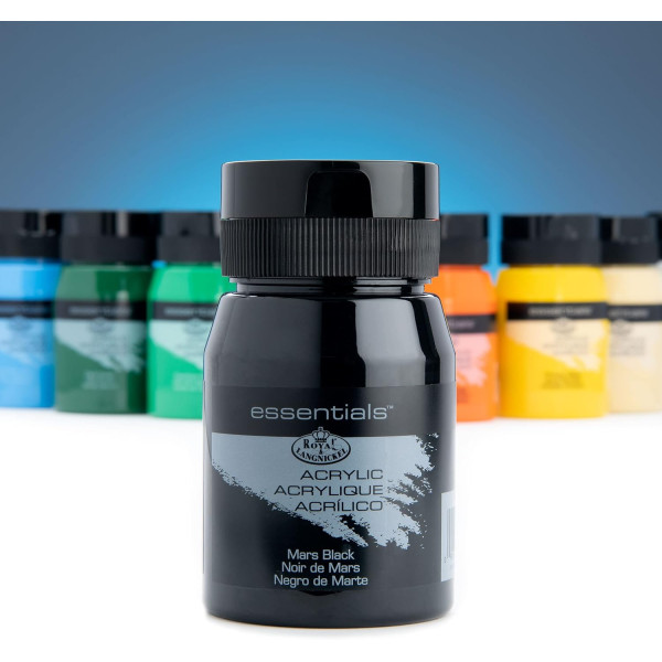 Peinture acrylique - Noir Mars Black - Fine et étude - Pot de 500ml - Royal Langnickel