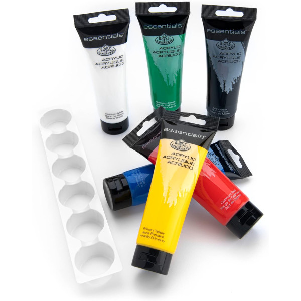 Peinture acrylique - Fine et étude - Couleurs primaires - 6 tubes 120ml - Royal Langnickel