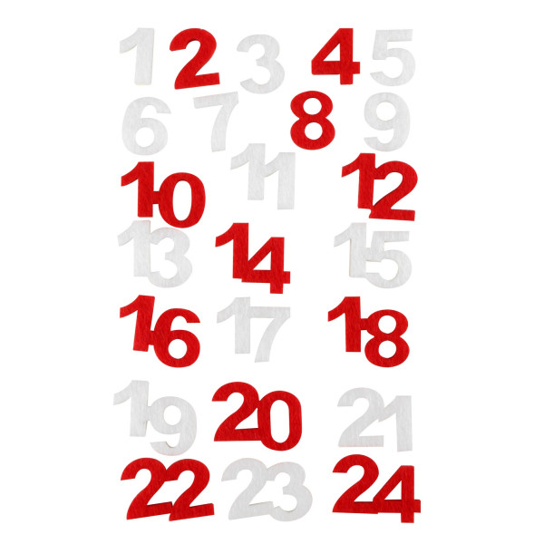photo - Stickers - Chiffres pour calendrier de l'Avent - Feutrine - 24 pièces - Ctop
