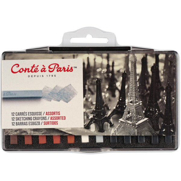 photo-Carrés esquisse - 14 teintes assortis - Beaux-arts - Conté à Paris
