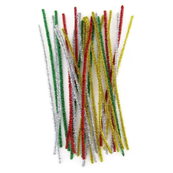 photo-Chenilles - Couleurs métallisées - Loisirs créatifs noël - 24 pièces