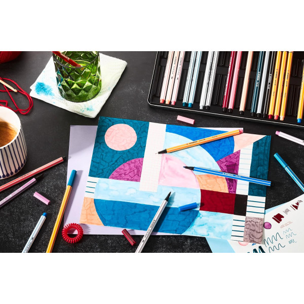 Feutres - STABILO ARTY - Coffret métal créatif - Pen 68 - Pen 68 Brush - Point 88