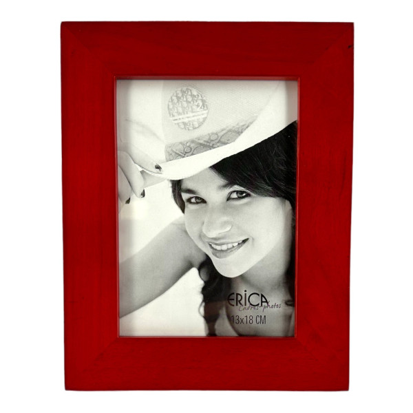 photo-Cadre photo - Pour photo 13x18cm - Bois - Rouge - A suspendre ou à poser